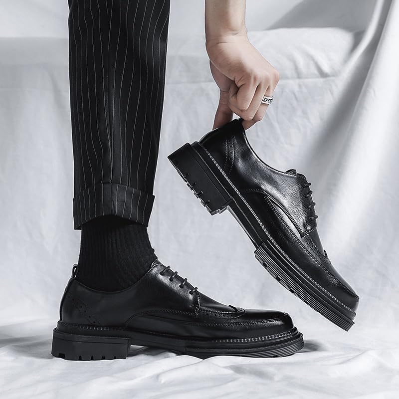 Men's Leather Oxford Business Shoes Round Toe Formal Dress Shoes for Office Wedding Occasions3