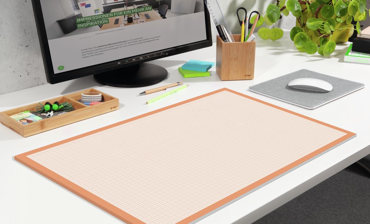 Sigel HO270 59.5 x 41 cm "Squared" Paper Desk Pad - Orange