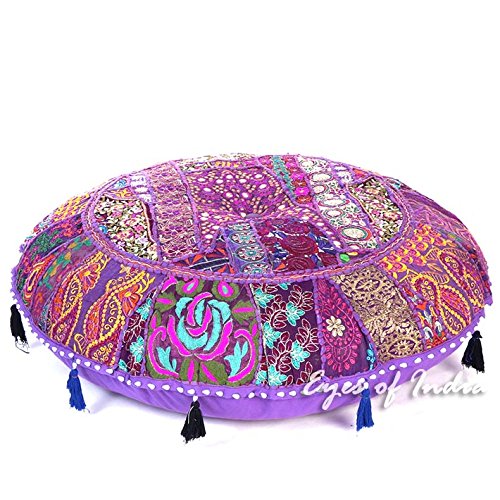 Rotondo Colorato Patchwork Pavimento Decorativo Cuscino Cover Meditazione Cuscino Seduta Copriletto Indiano Boho Chic Bohémien Accento Fatto a Mano Cover