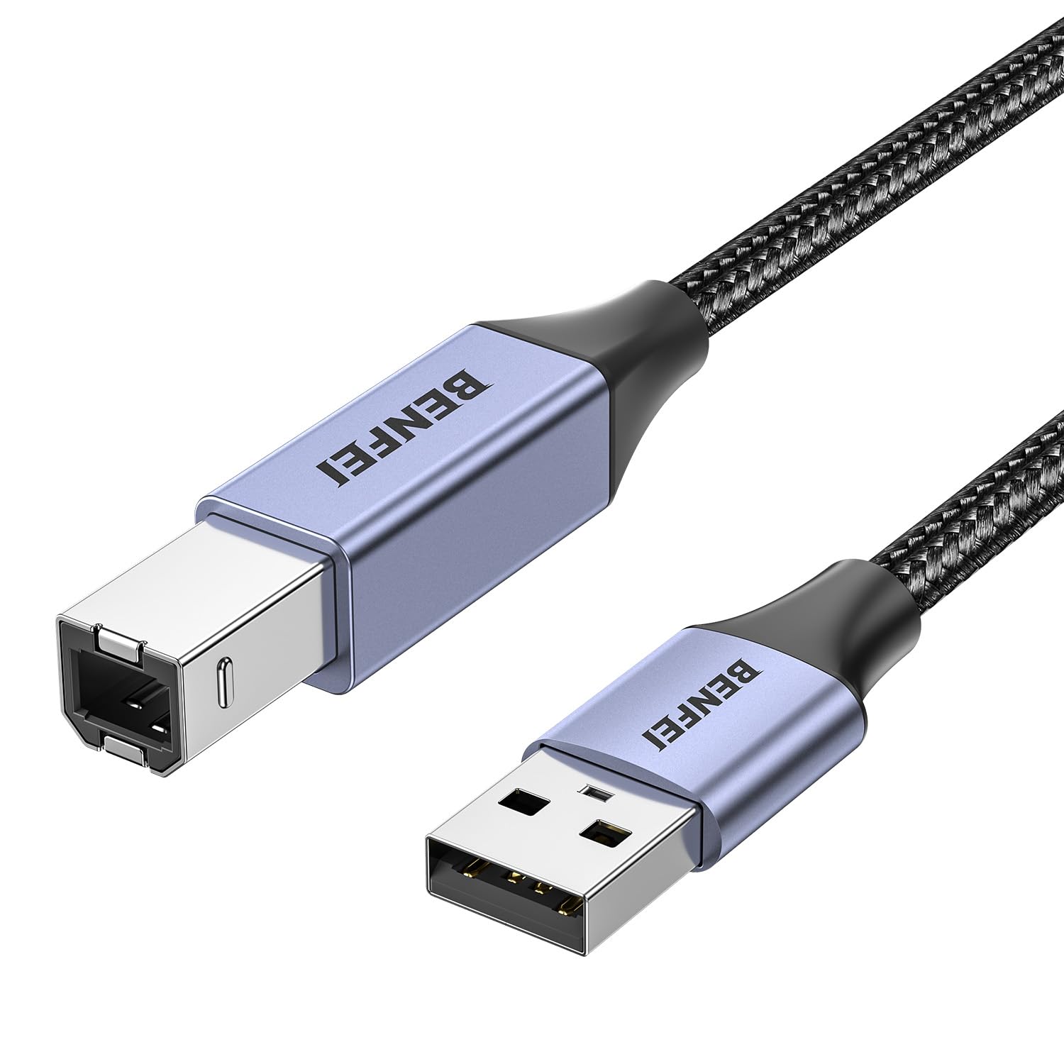 BENFEI Cavo stampante USB, 2 metri di cavo da USB A a USB B per HP, Canon, Brother, Dell, Epson, Lexmark, Xerox, grigio