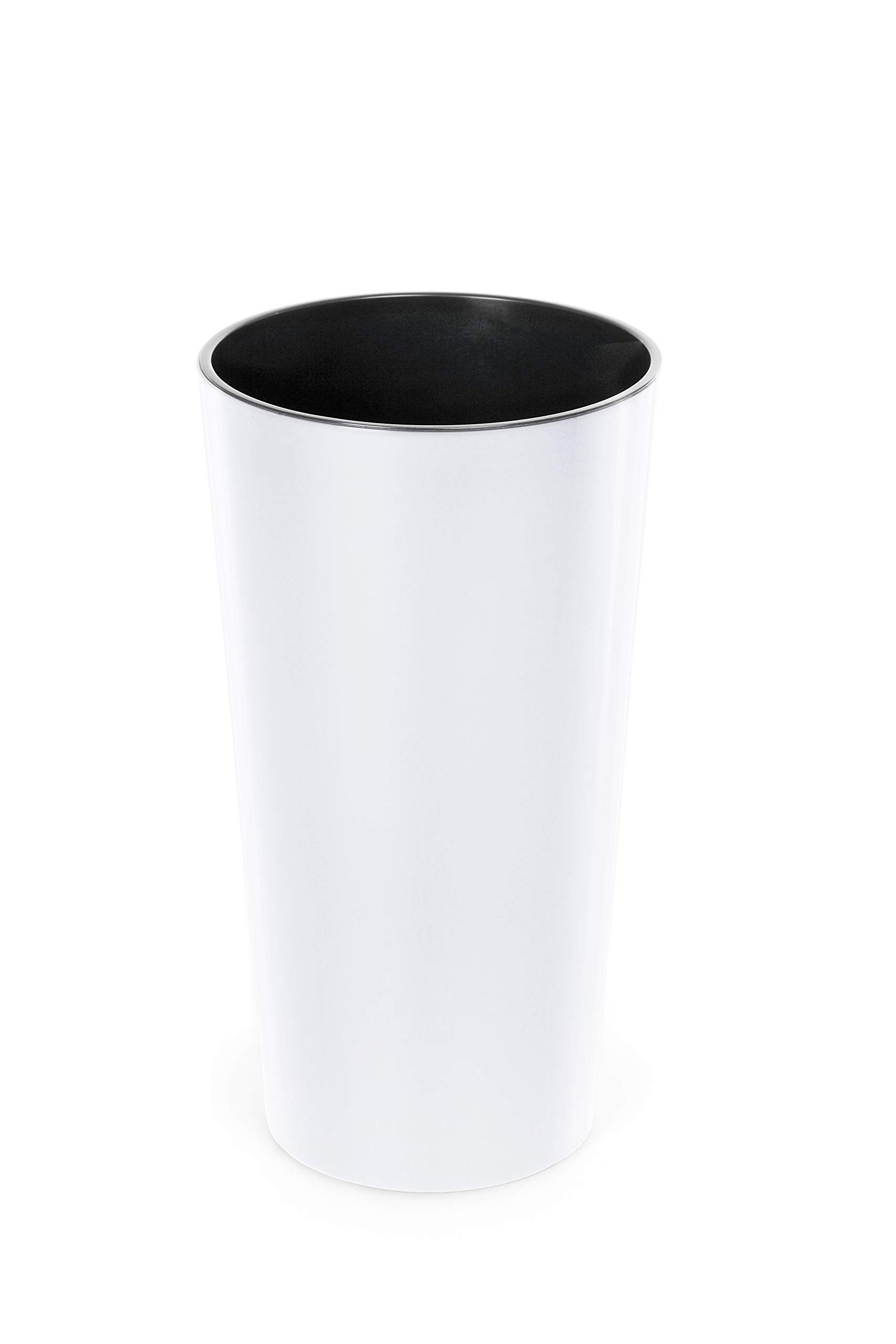 Tymar Pot de fleurs, vase haut intérieur, jardinière, grand pot de fleurs, cache-pot (Blanc ; ø 40 cm)