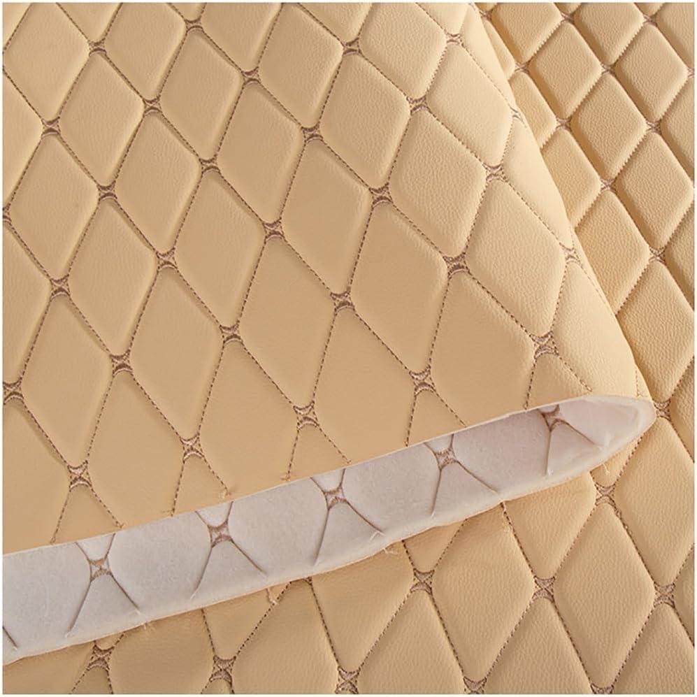 Tela De Tapicería Cuero Sintético PU Impermeable Imitación Acolchada Laminada Vendida Por Metros For Muebles For(Beige,1.4x1m)