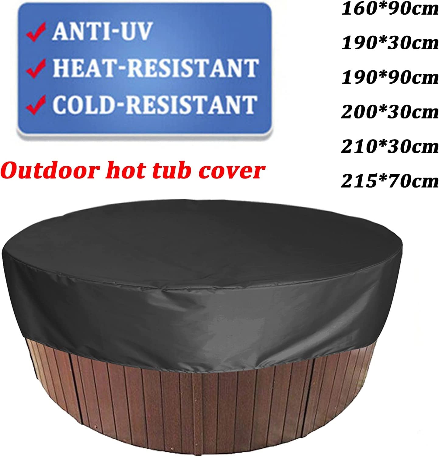 Hot Tub Cover Rond, Beschermhoes for Zwembad of Spa Waterdichte Hot Tub Protector Covers met Trekkoord, Bad Top Cover for Outdoor Badkuip, Zwembad, Zandbak(Brown,190 * 30cm
