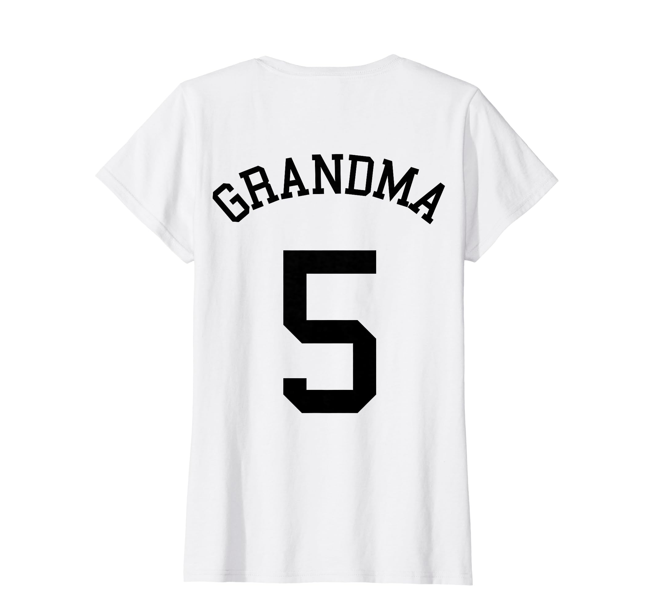 Womens Grandma Team Uniform # 5 Soccer Nan Baseball Football Rugby T-Shirt, White - Image 2