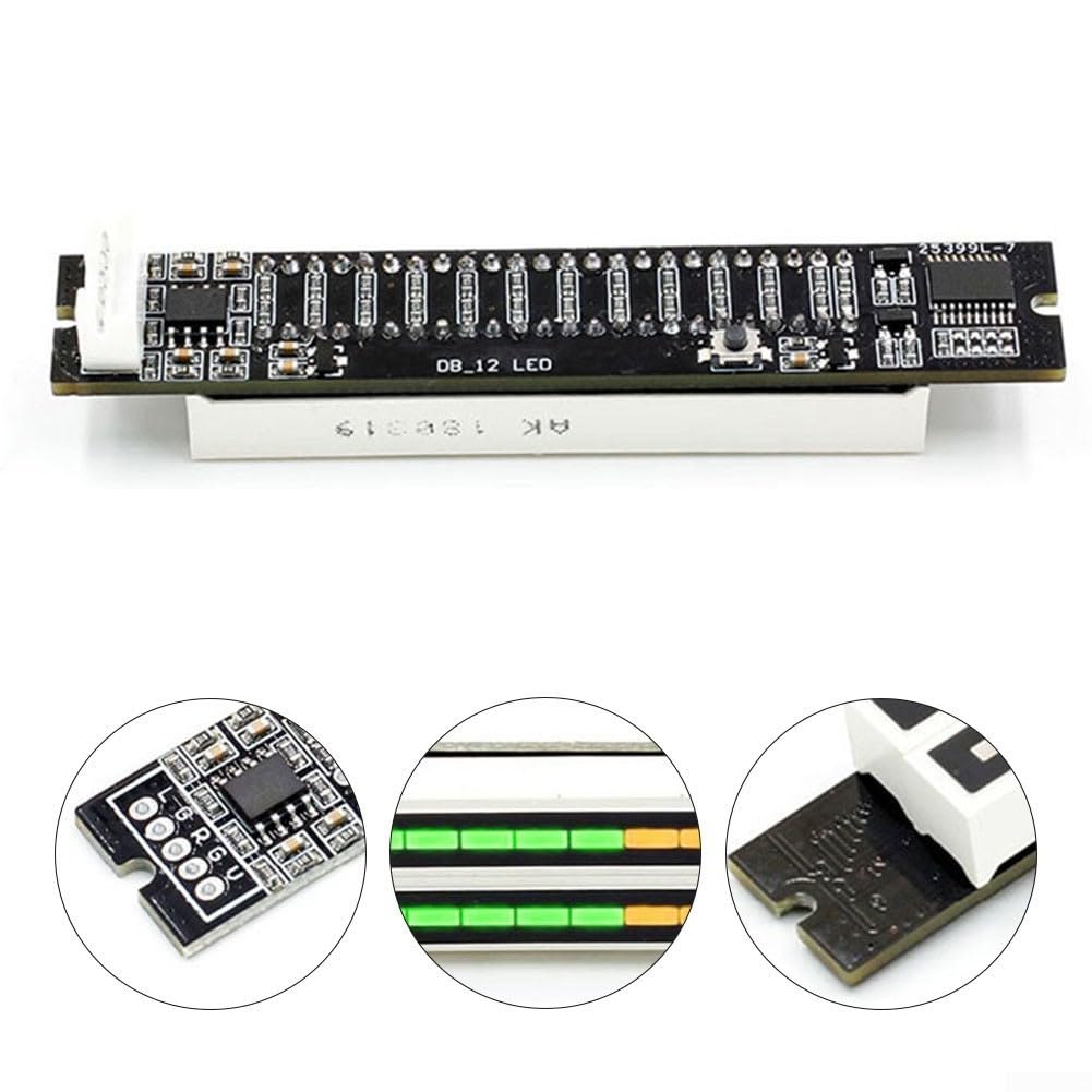 Dual 12-Bit Audio VU Meter DIY Kit, Einstellbare Geschwindigkeit LED Spektrum-Analysator mit Peak Hold, 7-12V Stereo Level Indicator Board für Verstärker und Musik-Display-Projekte (fertig)
