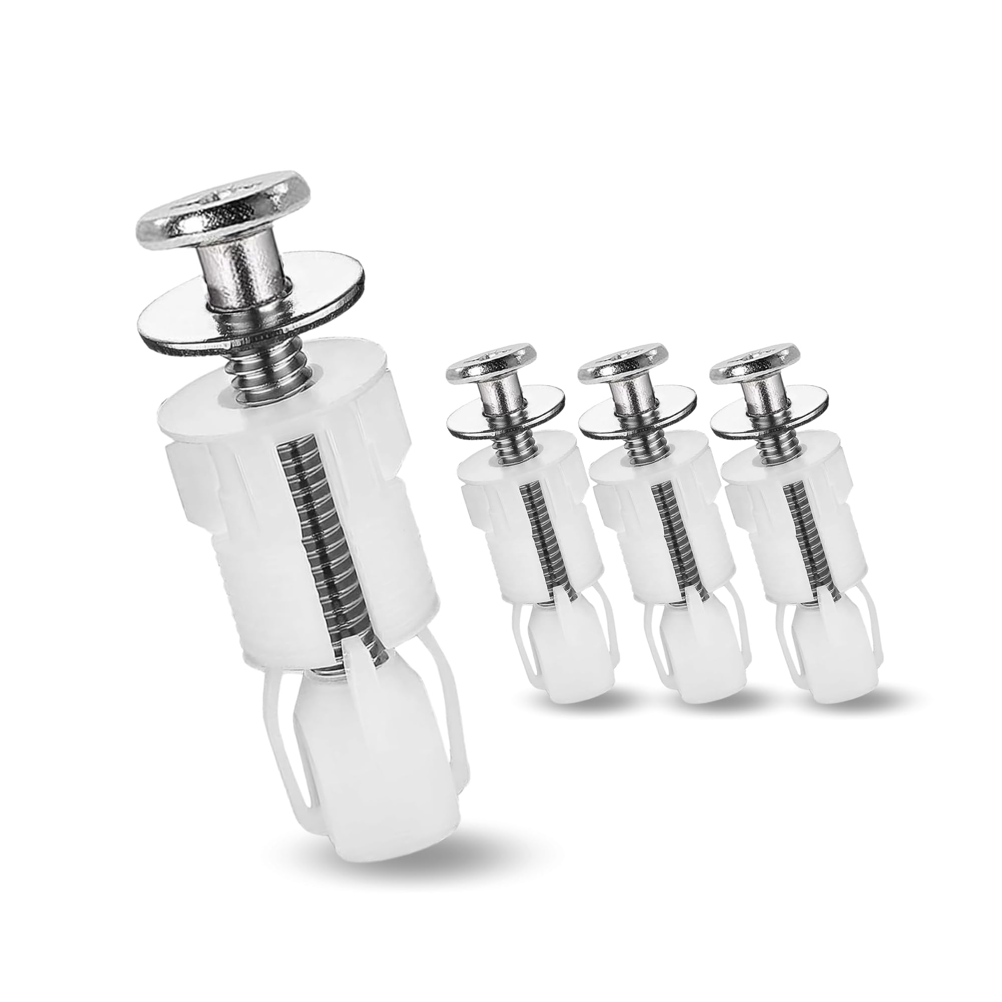 Pack de 4 Tornillos de Nailon para Asiento de Inodoro, Fijaciones Premium para una sujeción firme y duradera. Renueva las Bisagras de tu WC con confianza.