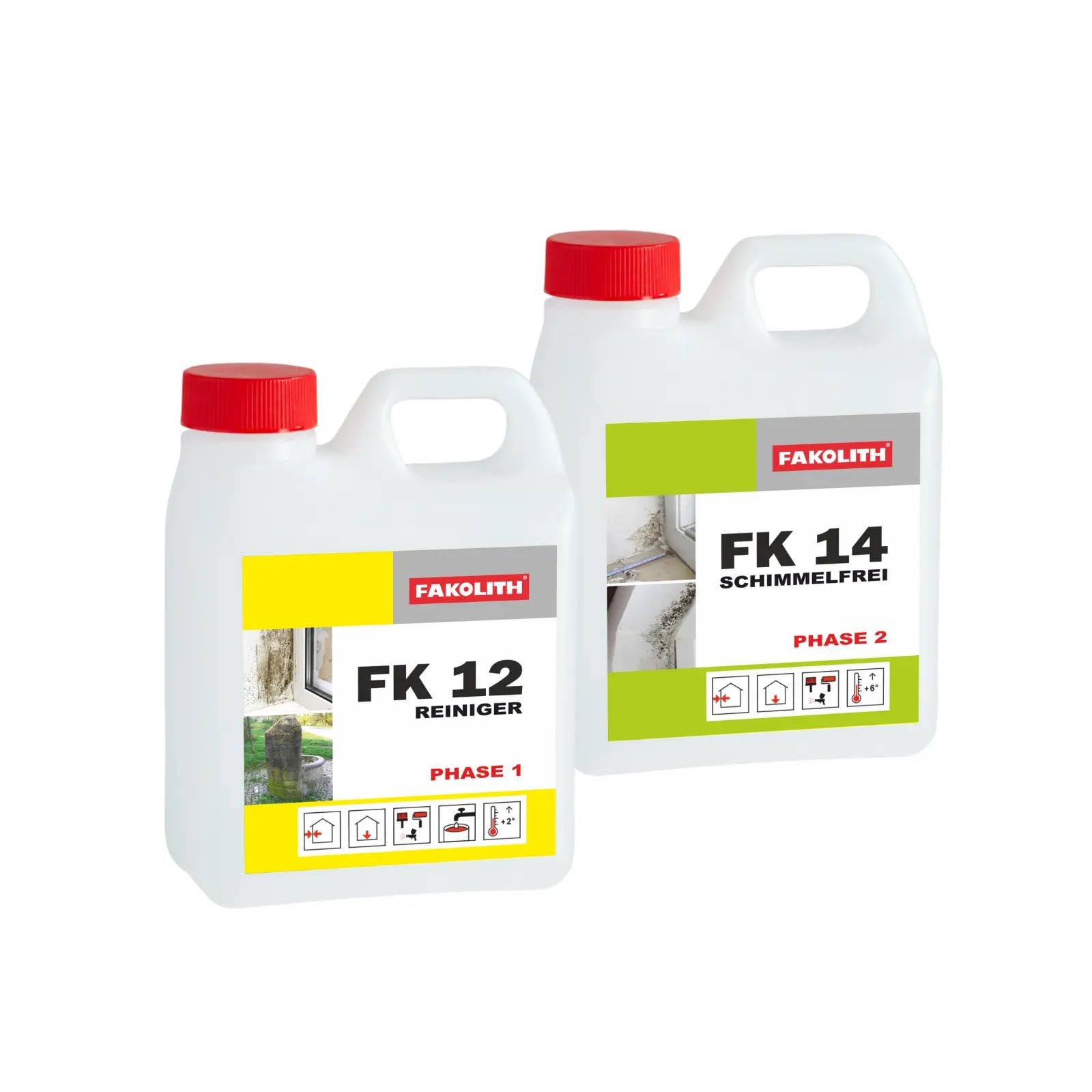 1 L Fakolith FK 12 Keimfreier Reiniger + FK 14 Antipilz-Untergrundsanierung 1 Liter