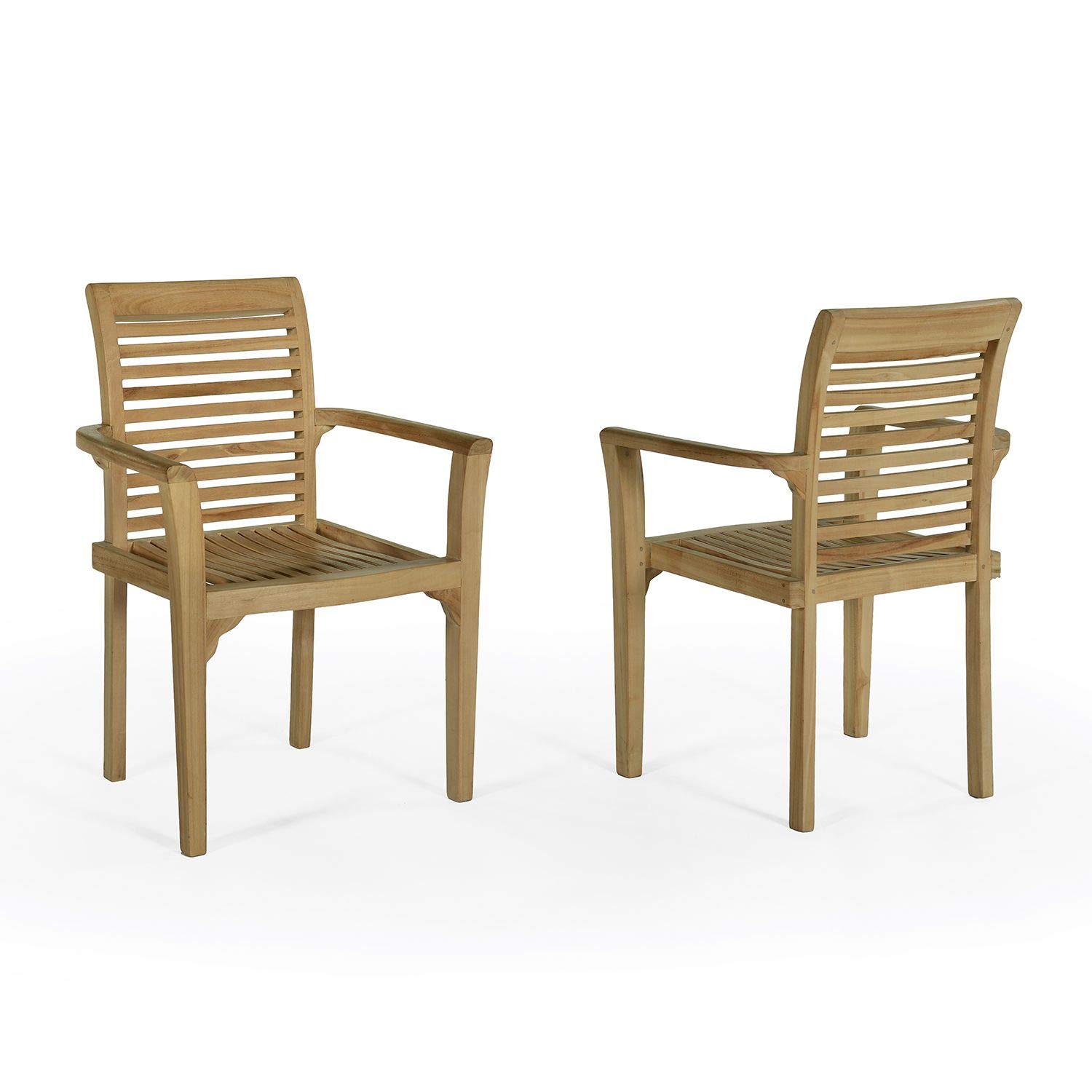 Teck'Attitude Fauteuils de Jardin empilables en Teck Samoa (Lot de 2)