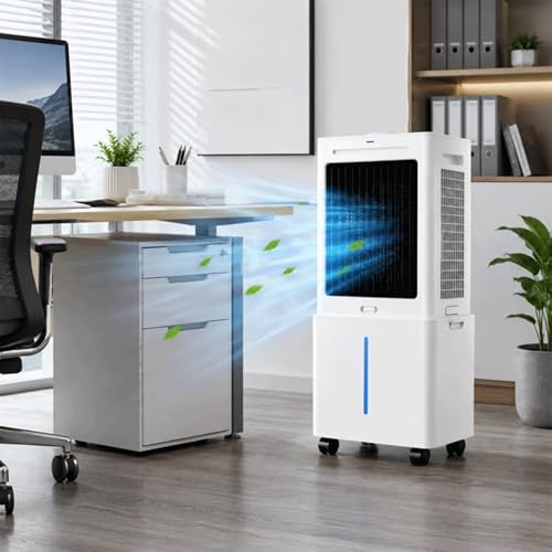 GYLRFA Portable 25L Evaporative Air Cooler with Remote, 6.8m/s Cooling Fan, 60° Oscillation, 3 Speeds & Modes, 12H Timer for Indoor Home Office