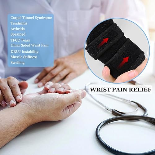 Miniatura 5 de Muñequera, soporte de muñeca con 2 correas de compresión ajustables para tendinitis, artritis, alivio del dolor del túnel carpiano, cómodos