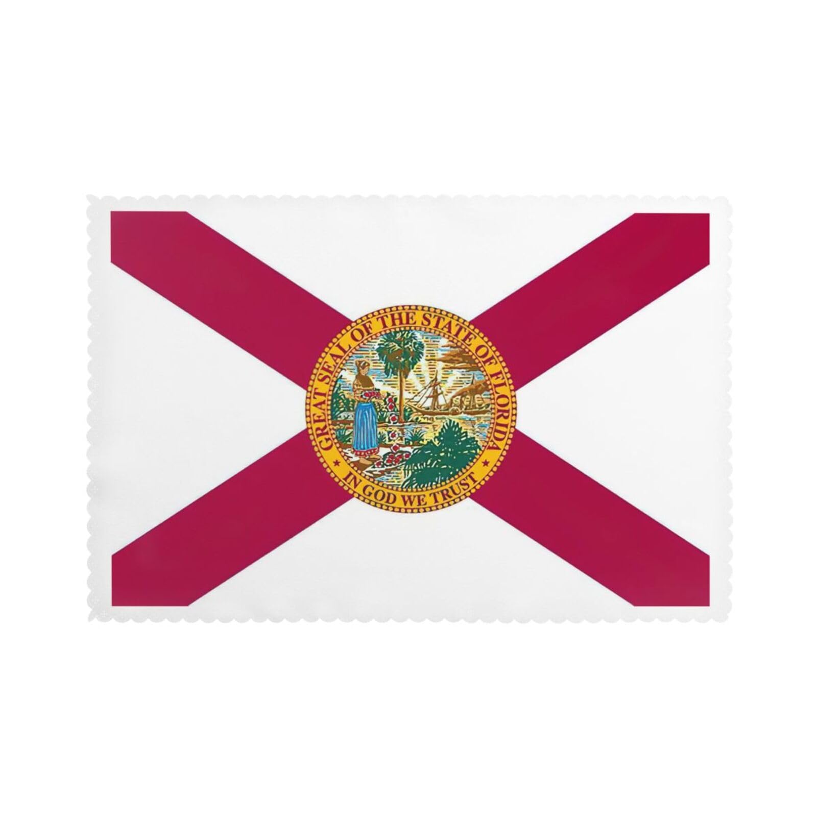 Florida State Flag Print Placemats for Dining Table Set of 6 12x18 Inch Table Mats for Party Kitchen Dining.