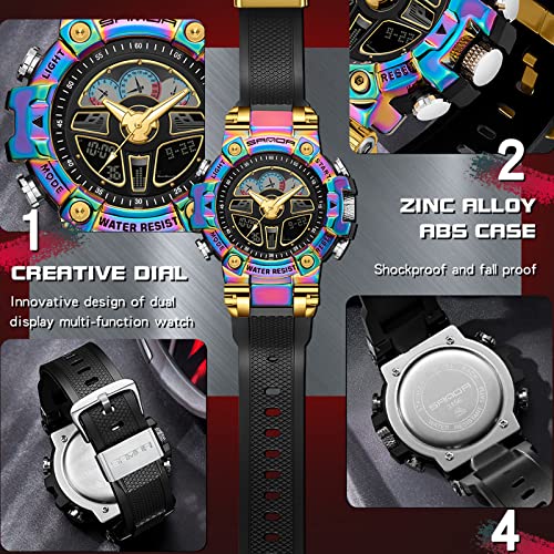Reloj Para Hombre Tactical Watches For Men Color Gold Military 5Atm Waterproof Sport Digital Watch Cool Designer World Time Countdown 12/24H Stopwatch #TOP3