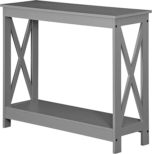 Miniatura 7 de Mesa auxiliar de sofá de 2 niveles, mesa consola estrecha con estante para entrada, pasillo, sala de estar, 39.4 pulgadas de largo x 11.8 pulgadas