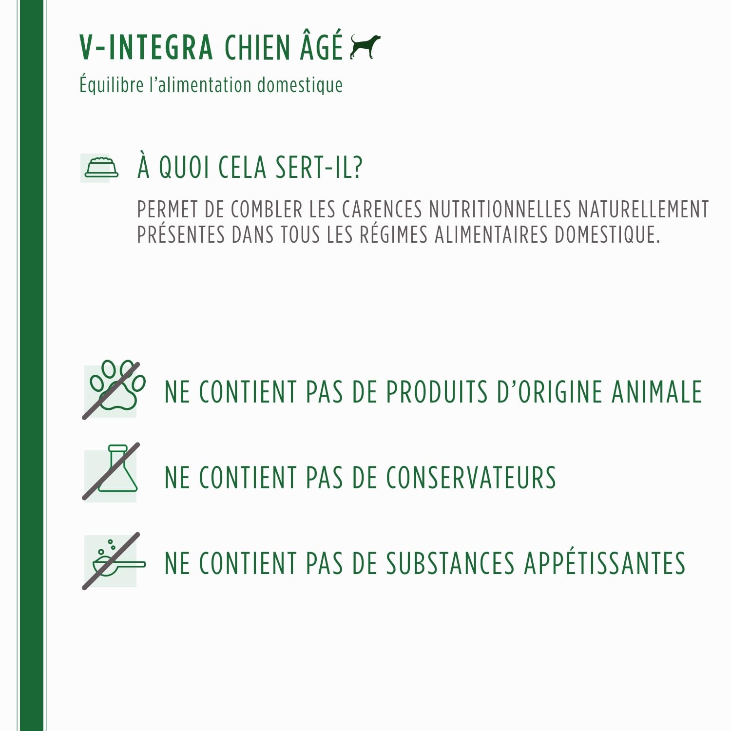 V-INTEGRA Chien Agé - Supplément Complet Riche en vitamines et minéraux pour la Ration ménagère et Barf des Chiens âgés - 200 g - Produit en Italie