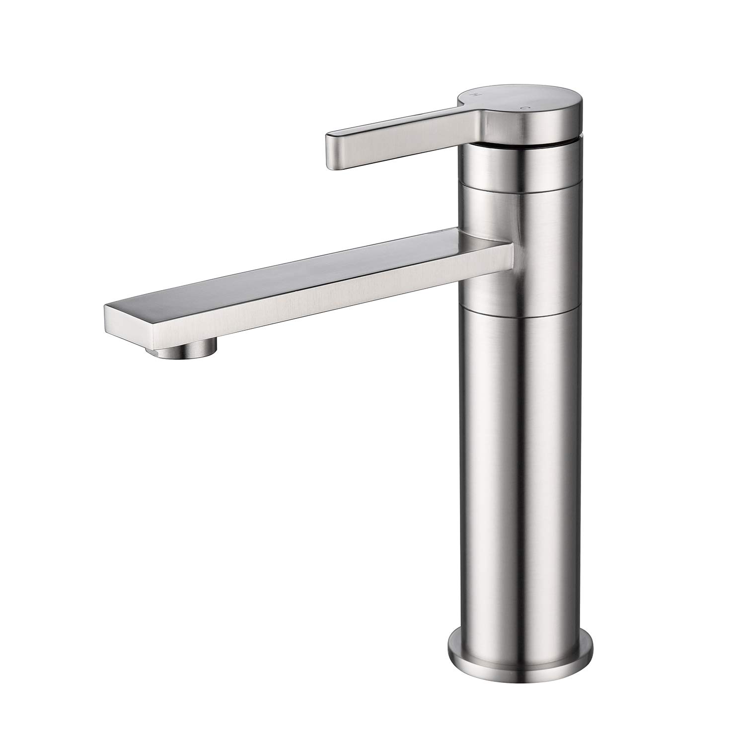 Robinet de salle de bain à poignée unique fini nickel brossé