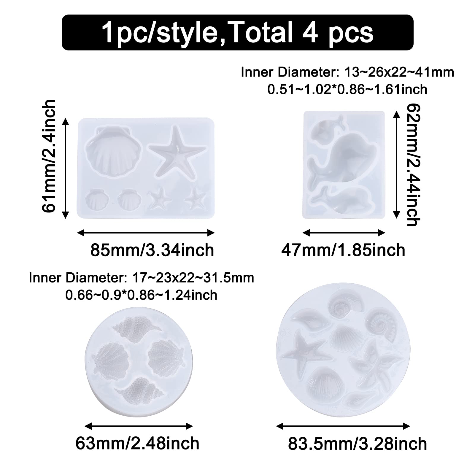 CULER Stampo In Silicone Per Gioielli In Resina, Forma Conchiglia E Stella Marina, 3D, Per Cabochon E Creazioni Fai Da Te