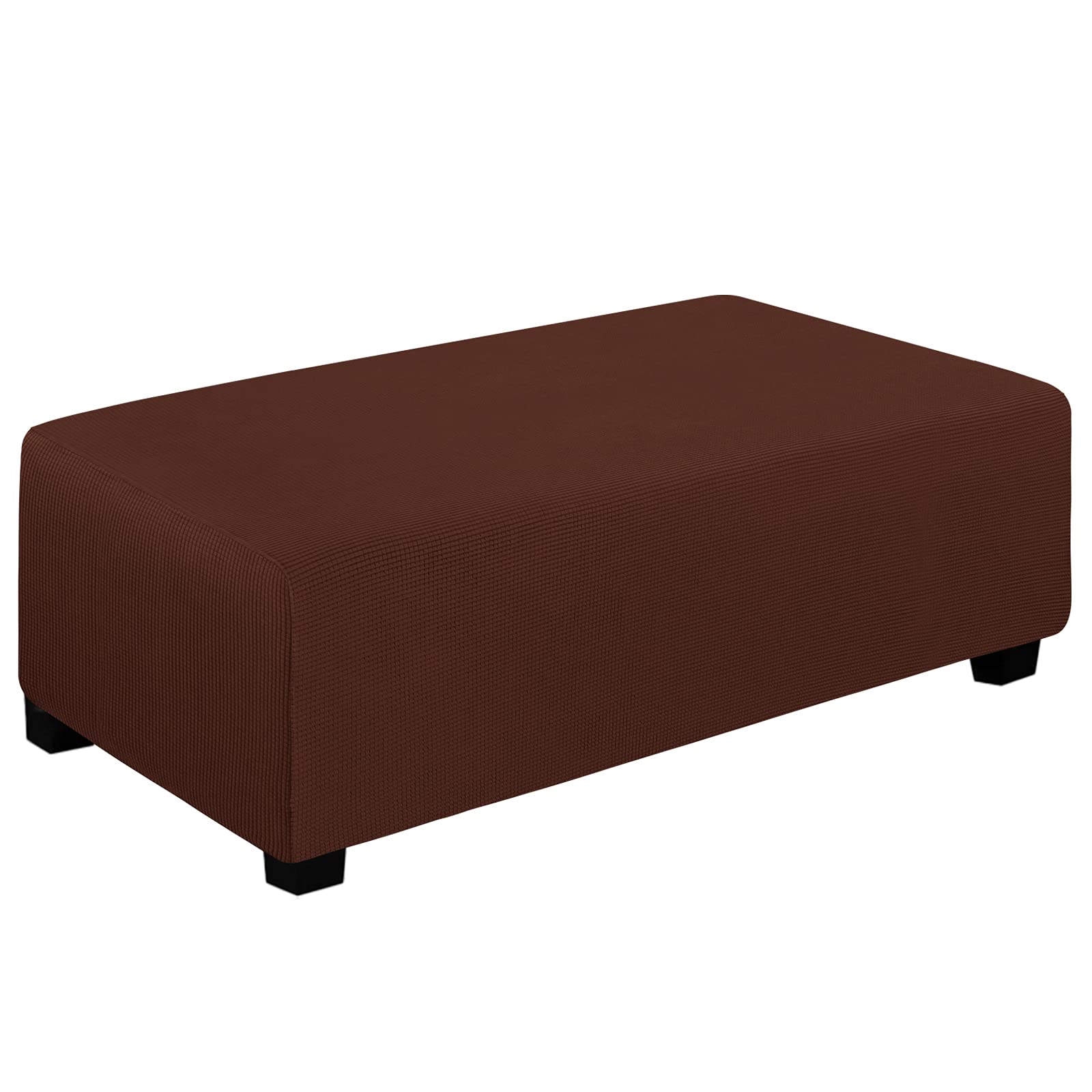 Easy-Going Stretch Ottoman Cover Folding Storage Stool Furniture Protector Soft Rectangle Slipcover with Elastic Bottom (Ottoman XX-Large, Coffee)
