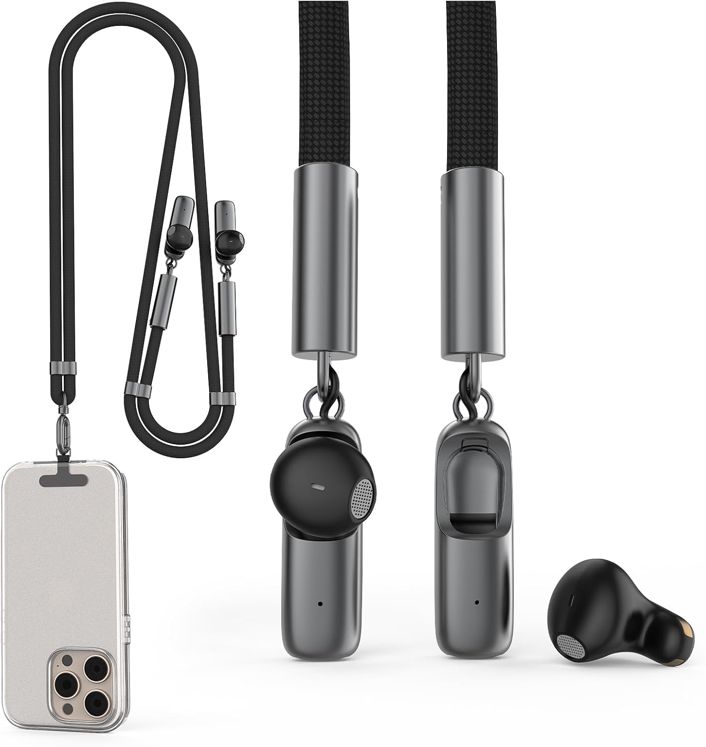 Phone Lanyard with True Wireless Earbuds, Revolutionary Design, Hands-Free, Adjustable Neck Strap, Universal Crossbody, Multifuctional Compatible with Most Smartphones
