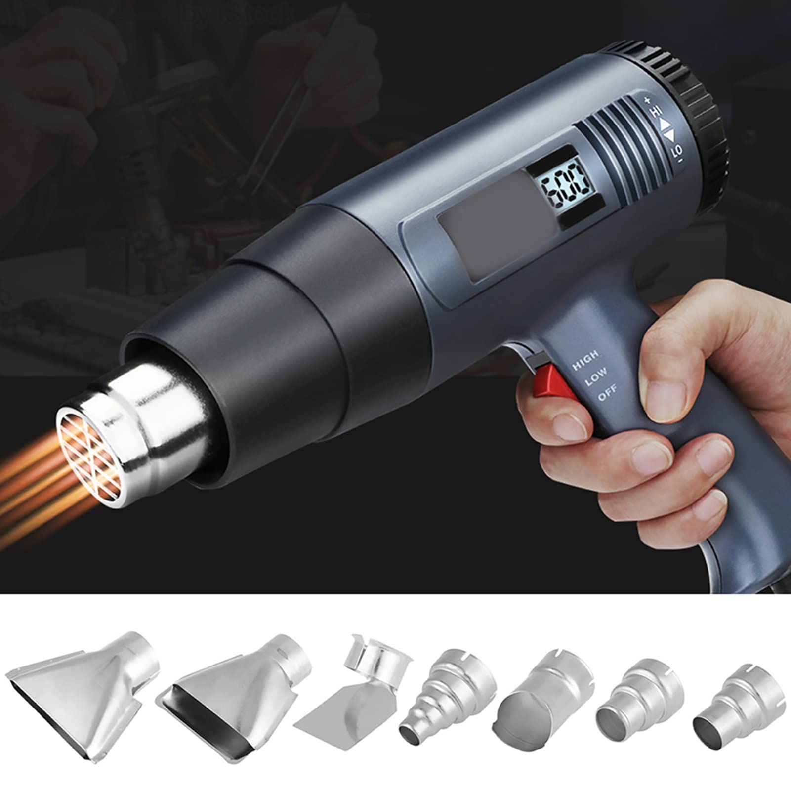 ?Eujgoov 7pcs Hot Gun Nozzles, Stainless Steel Heat Guns Attachments Hot Air Gun Accessories Tool Kit Repair Tool for 1500-2000W 35mm Hot Air Gun
