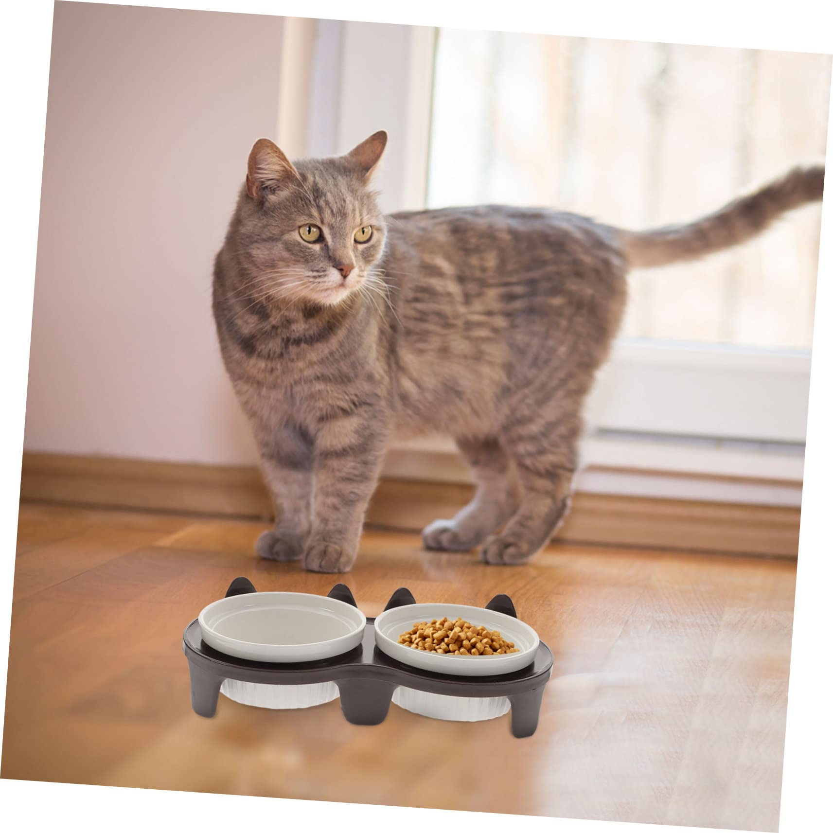 VICASKY Gamelle pour Chat Céramique Antidérapante Gamelle Surélevée Pratique pour Nourrir Chats et Chatons Accessoire de Sol Réutilisable