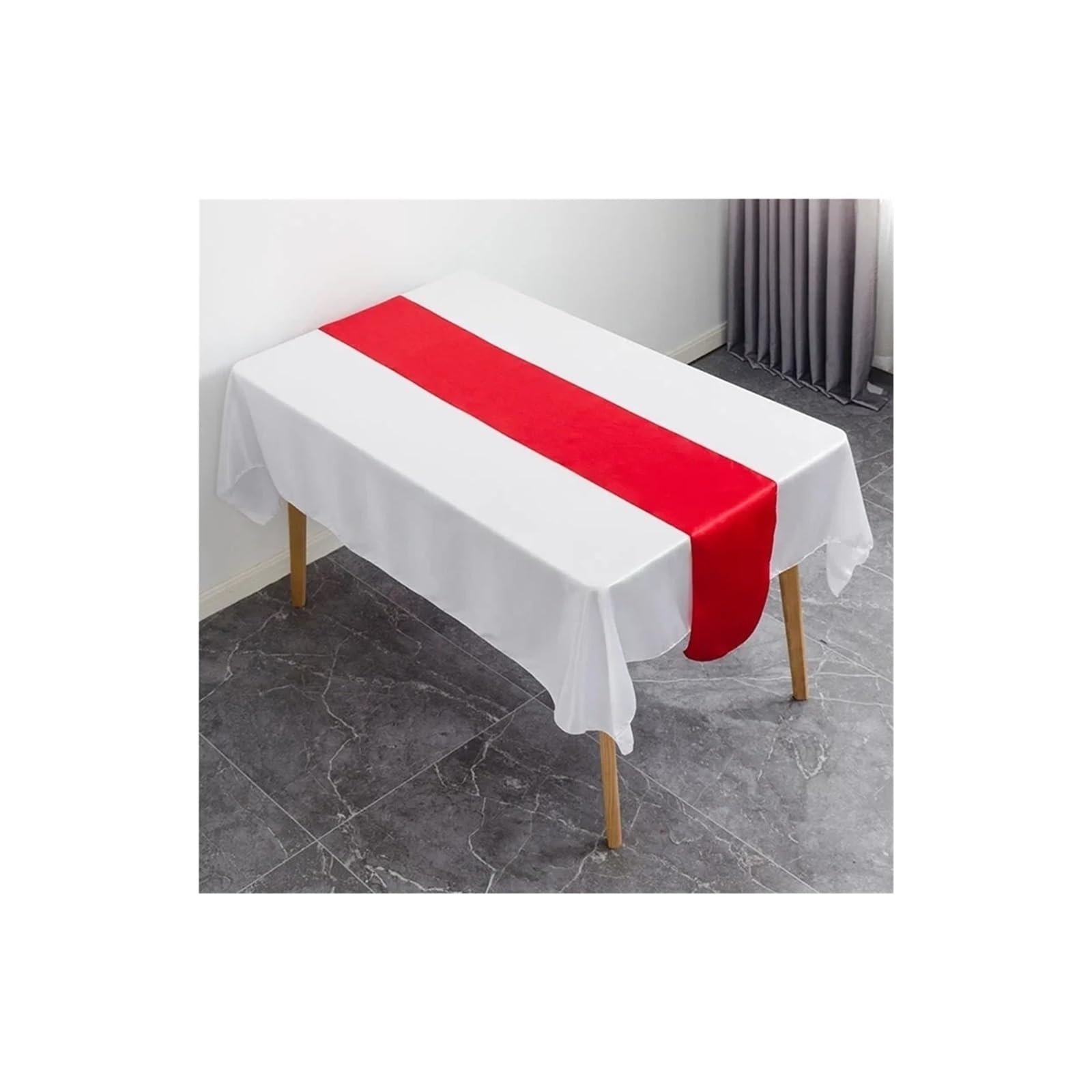 Table Runner 6PCS Table Runner Satin Shiny Colour Wedding Decoration Hotel Birthday Party Show Banquet(Red)