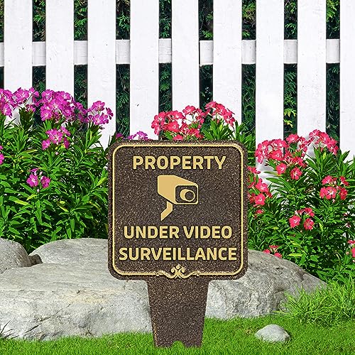 Image of Property Under Video Surveillance Sign, 7x13, Heavy Duty Integrated Ground Stakes, Indoor /Outdoor Use, Rust Free Aluminum Composite, Made in USA by My Sign center
