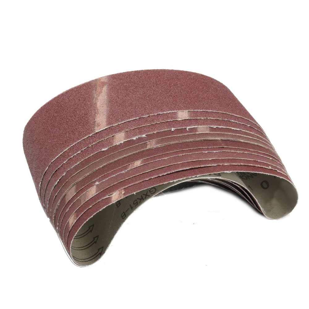 11Pcs Nastri abrasivi 75mm x 533mm 80120150 Set di nastri abrasivi per levigatrici in allumina a grana mista Accessori, come mostrato