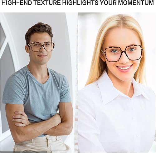 Miniatura 6 de Anteojos de lectura cuadrados de gran tamaño para mujer, lectores de bloqueo de luz azul extra grandes, lentes de computadora de marco grande