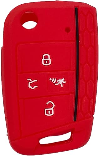 Miniatura 2 de Paquete de 2 fundas de silicona para llavero de 4 botones para VW Golf Alltrack Sportwagen GTI Tiguan Atlas Polo Skoda Octavia NBGFS12A01, rojo y