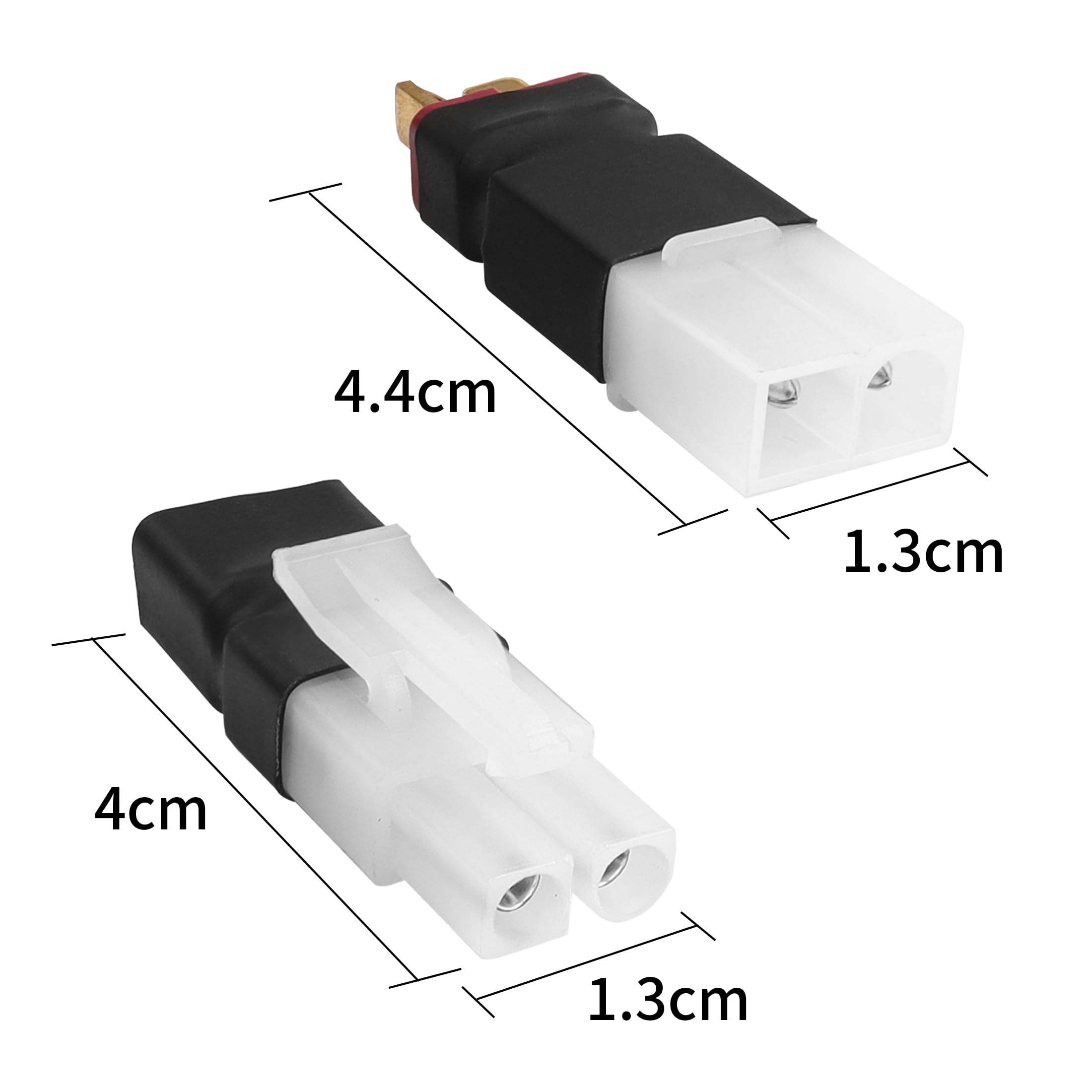 DEVMO 2 Pairs 14AWG T-Style To Deans Adapter Cables - Ta-Miya Female/Male To T-Plug Connectors For RC LiPo Battery & ESC (80mm)