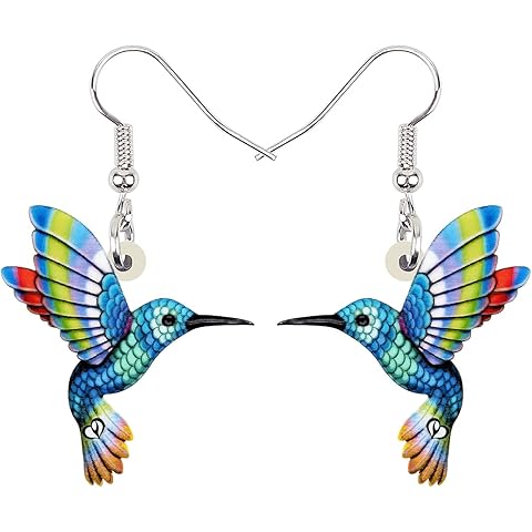 Acrylic Hummingbird Earrings Dangle Cute Bird Gifts for Women Jewelry Animal Charms