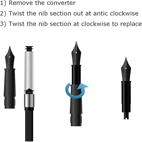 Miniatura 5 de Juego de 3 plumas estilográficas Hongdian plateadas (finas, extrafinas y dobladas) para Black Forest 1850, 1851, M2,1843, 6013, 517D, 517S, 525, H1,