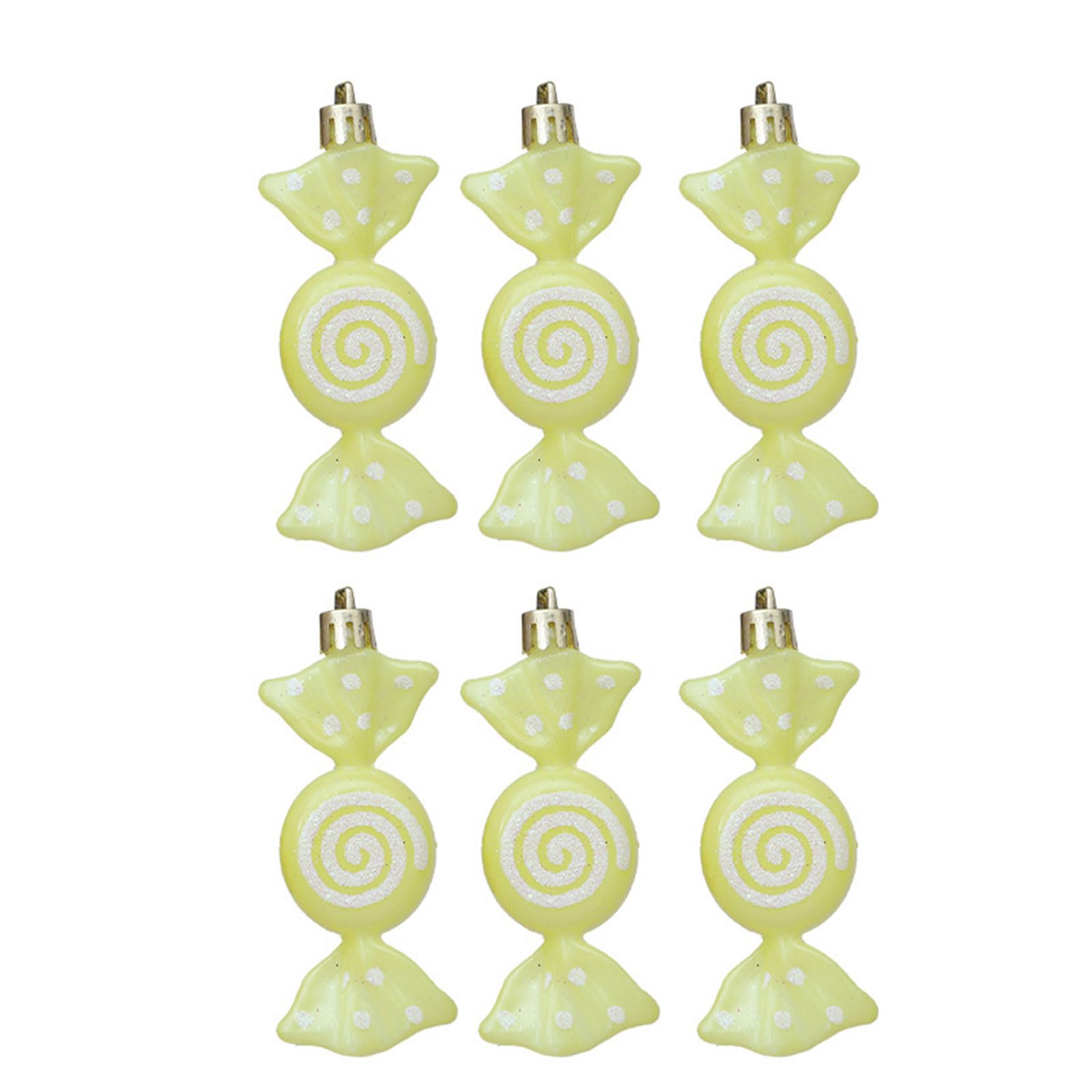 Xinsheinelry 6Pcs Colorful Candy Shape Christmas Decoration Small Candy Hanging Ornament for Festival Tree Wreath Window Christmas Tree Hanging Deck