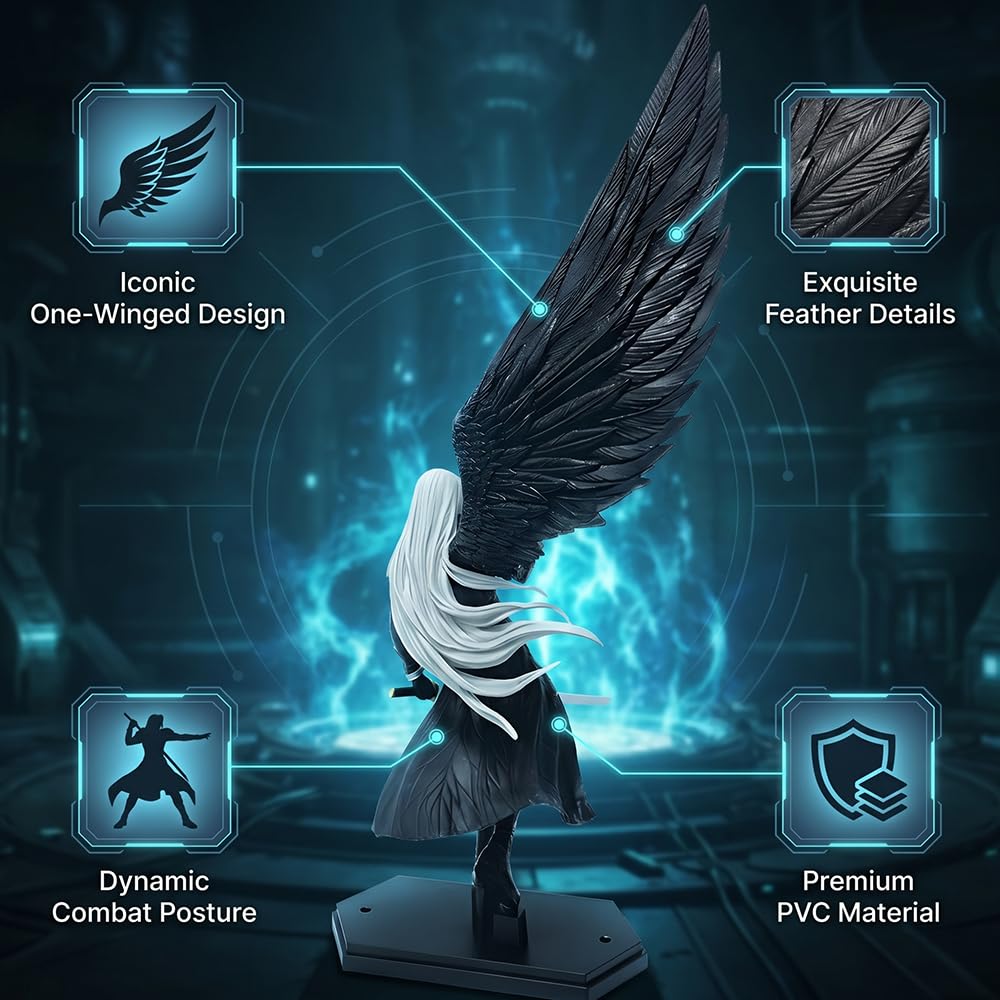 Figura De Sephiroth FF7,Altura: 45 Cm,Artículos De Colección para Videojuegos,Decoración para Escritorio Y Oficina,Regalos para Gamers