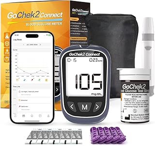 MicroTech Bluetooth Blood Sugar Testing Kit 10 Strips & Lancets, Free App, No Coding, 500 Storage