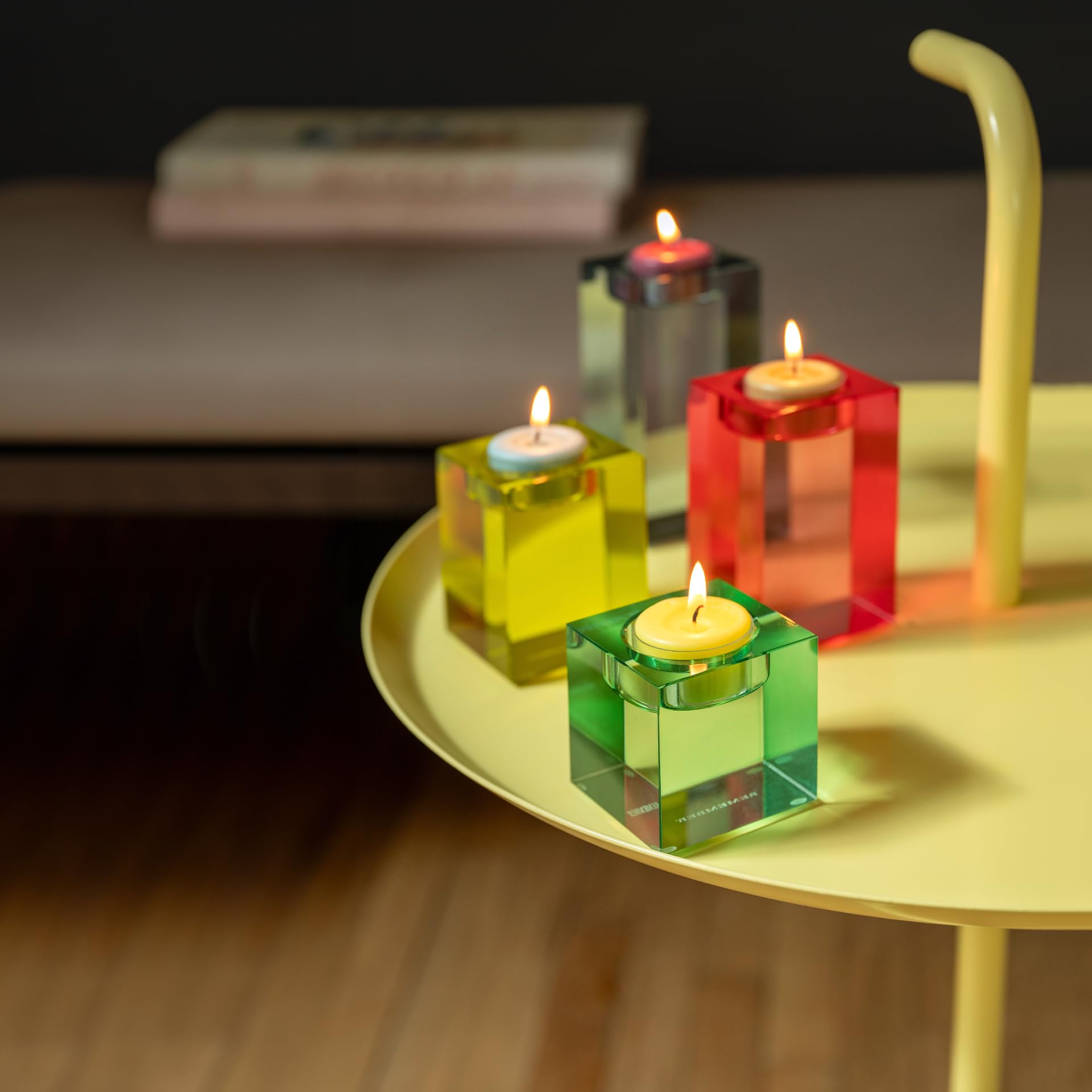 REMEMBER Glasblock Kerzenhalter Vela, B 6 x T 6 x H 6-12 cm – Moderner Kerzenhalter aus Soda Lime Glass, dekorativer Halter für Stabkerzen als Tischdekoration