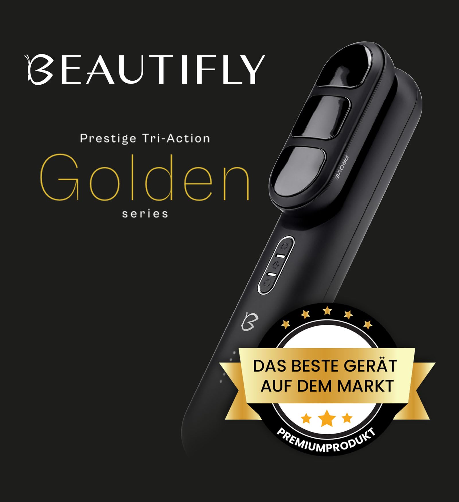 Beautifly Prestige Tri-Action Golden urządzenie do masażu twarzy – urządzenie do masażu zapobiegającego starzeniu się skóry z najwyższą innowacją w pielęgnacji skóry z czyszczeniem ultradźwiękowym i