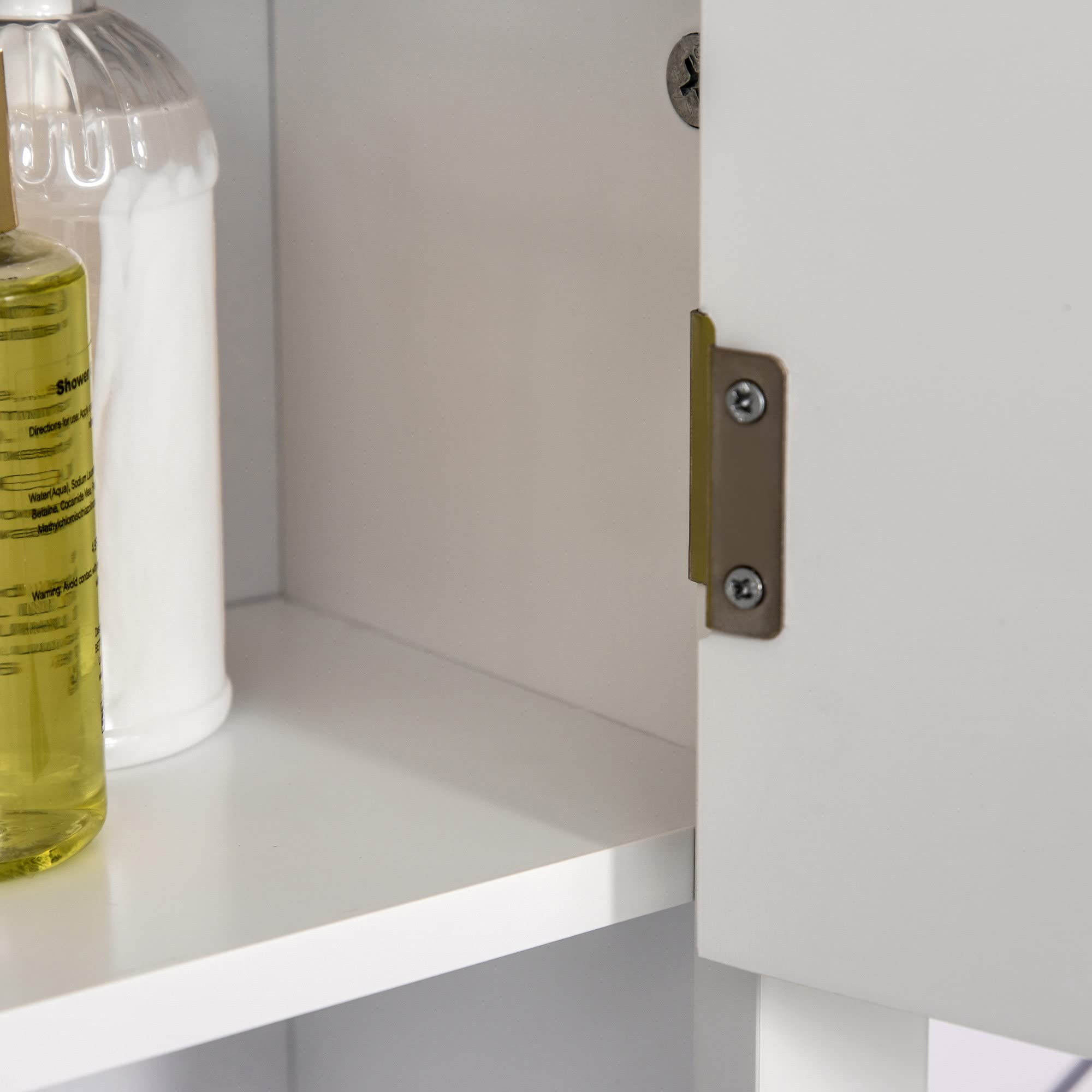 HOMCOM Armoire Haute Murale de Salle de Bain ou WC Placard 2 Portes 2 étagères Niche dim. 60L x 20l x 58H cm MDF Panneaux Particules Blanc