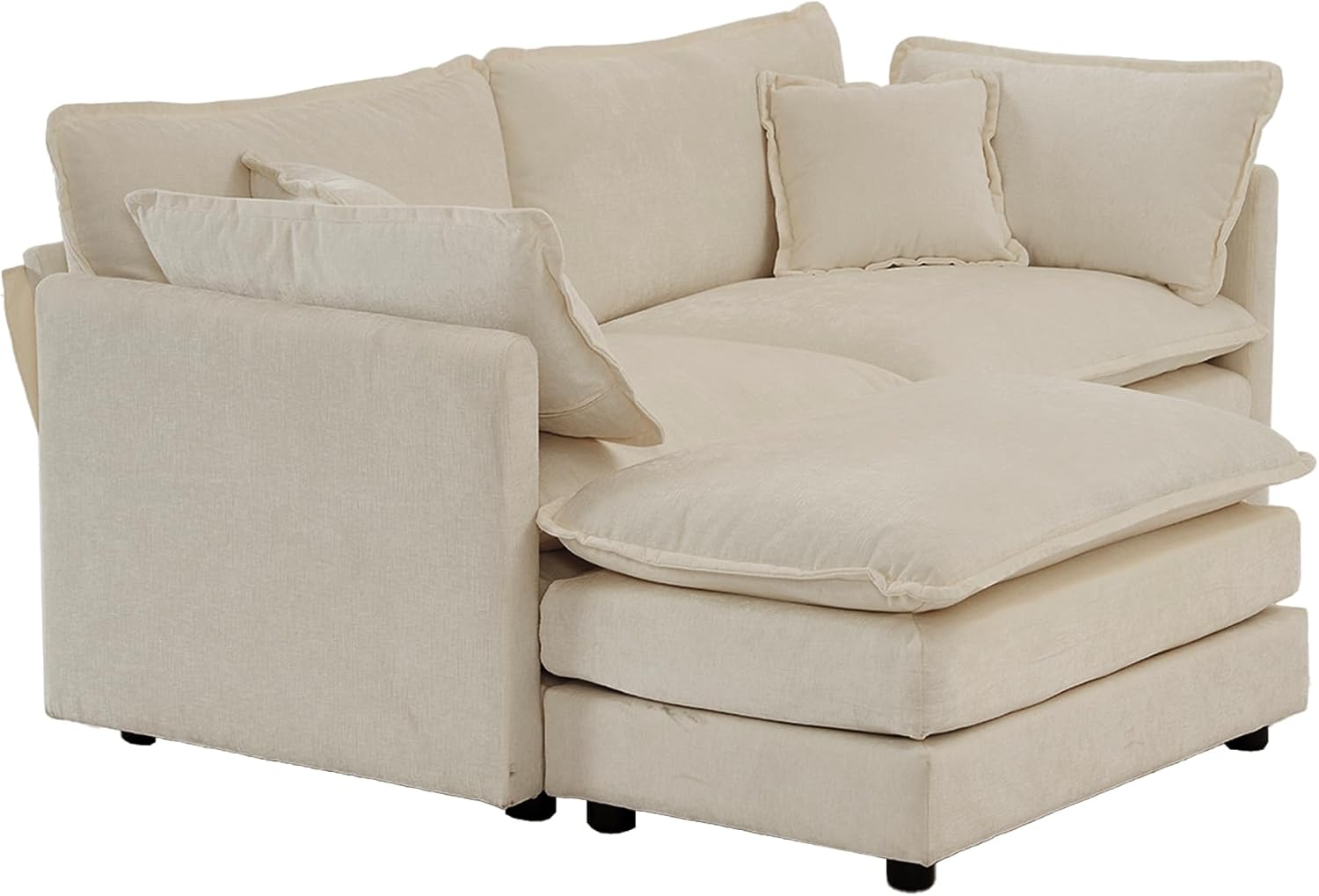 Deep Seat Convertible Modular Sectional Sofa Sets, Comfy Chenille Upholstered Cloud Couch with Detachable Seat&Back Cushion, Free Combination Corner Sofabed for Small Space Living Room Office