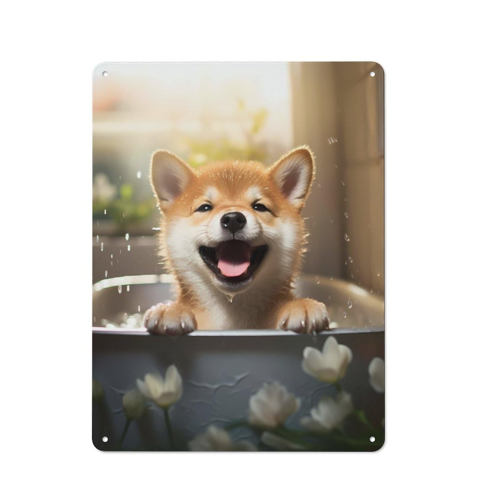 Junmoney Shiba Inu Dog Puppy Animal Vintage Printed Metal Sign 40X30cm For Workshop Wall, A Decorative Gift For A Newly Furnished Workshop