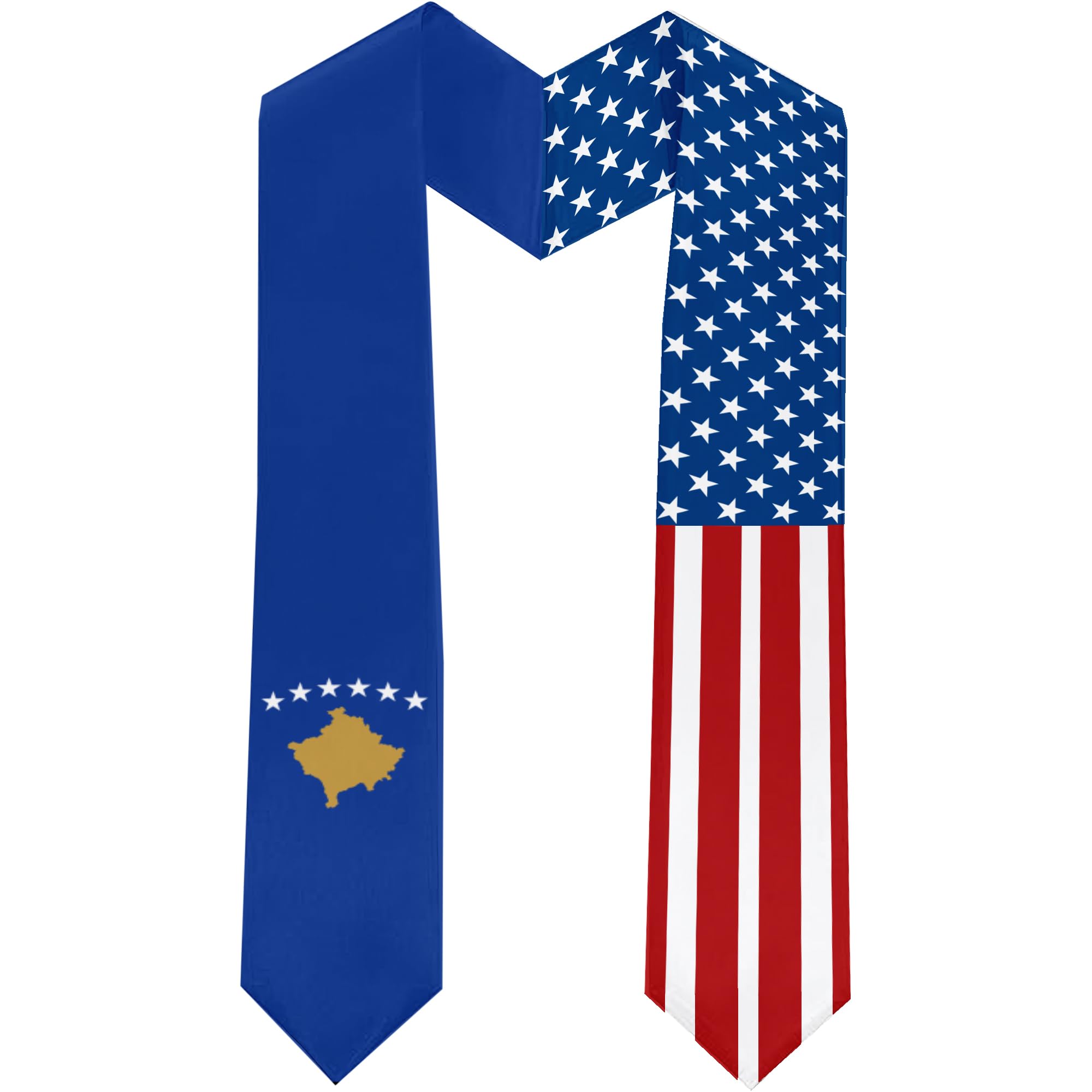 2025 Kosovo Flag and USA Flag Graduation Stole Graduation Sash for International Student (Baccalaureate Gown and Hat Not Included)