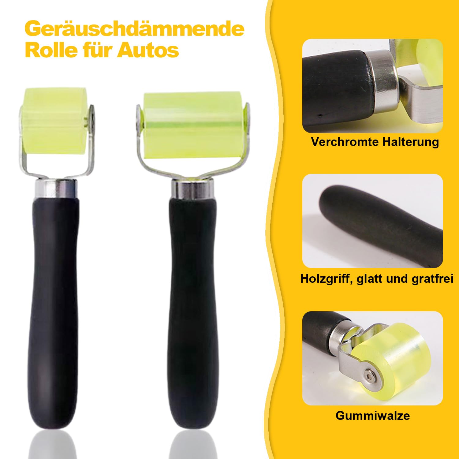 Rolki dociskowe, 2 sztuki rolka gumowa z 2 sztuk rakiel do foliowania, narzędzie do dociskania, rolka gumowa do ochrony przeciw hałasowi w samochodach, gumowa rolka do szwów odporna na ciepło do
