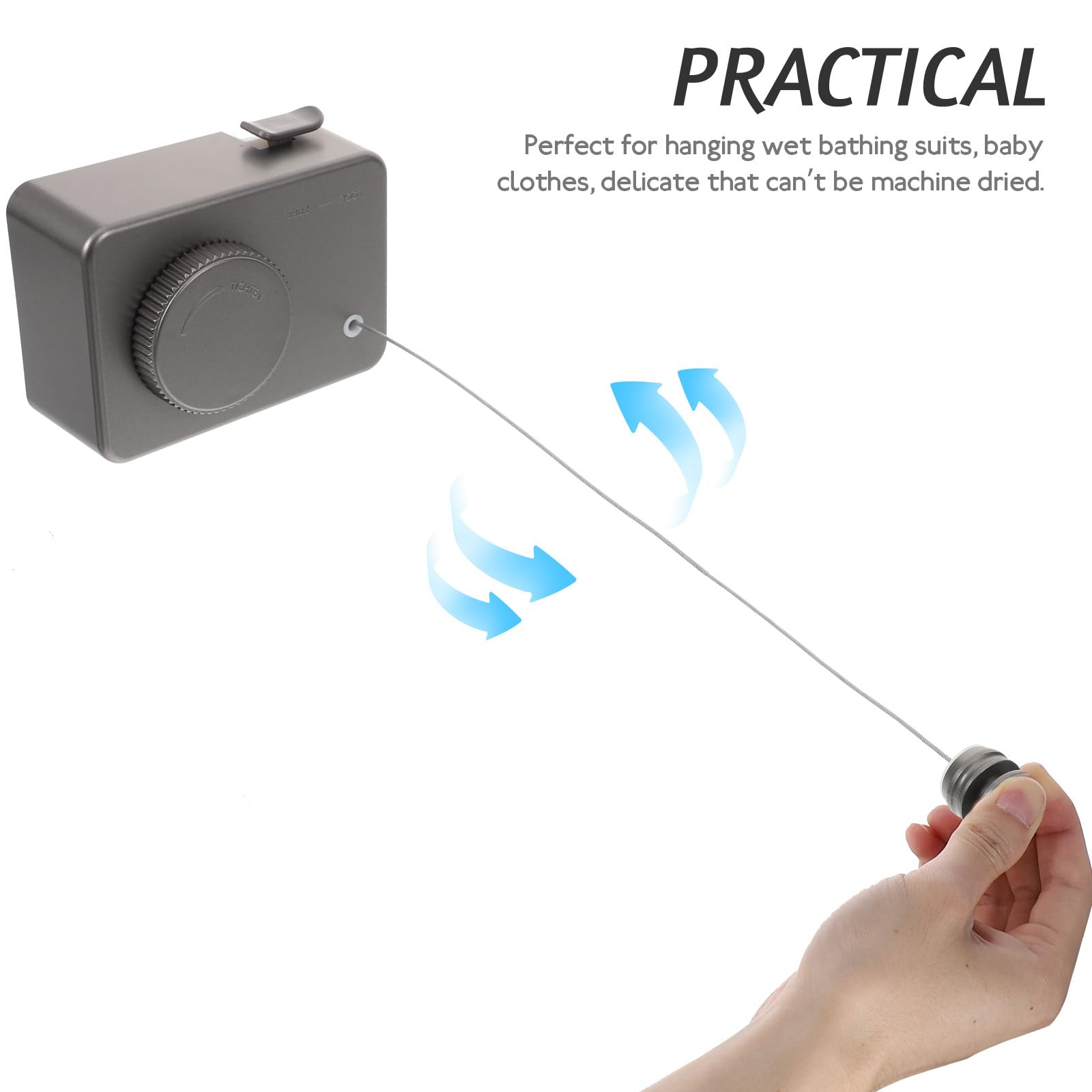 SUPVOX Filo per Stendere la Biancheria Retrattile da Interno Installazione senza Fori, Corda Regolabile Fino a 4,28 M in Materiale Resistente, Stendibiancheria Pratico per Balcone e