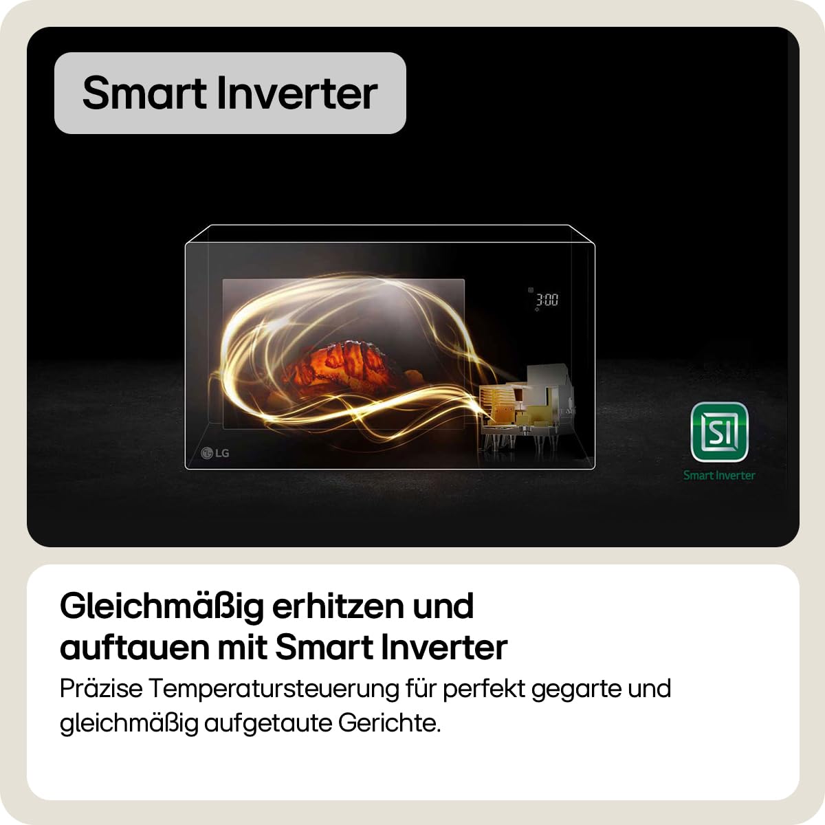 LG MS2595CIS Mikrowelle 25 Liter 1000 W Smart Inverter Technologie Silber