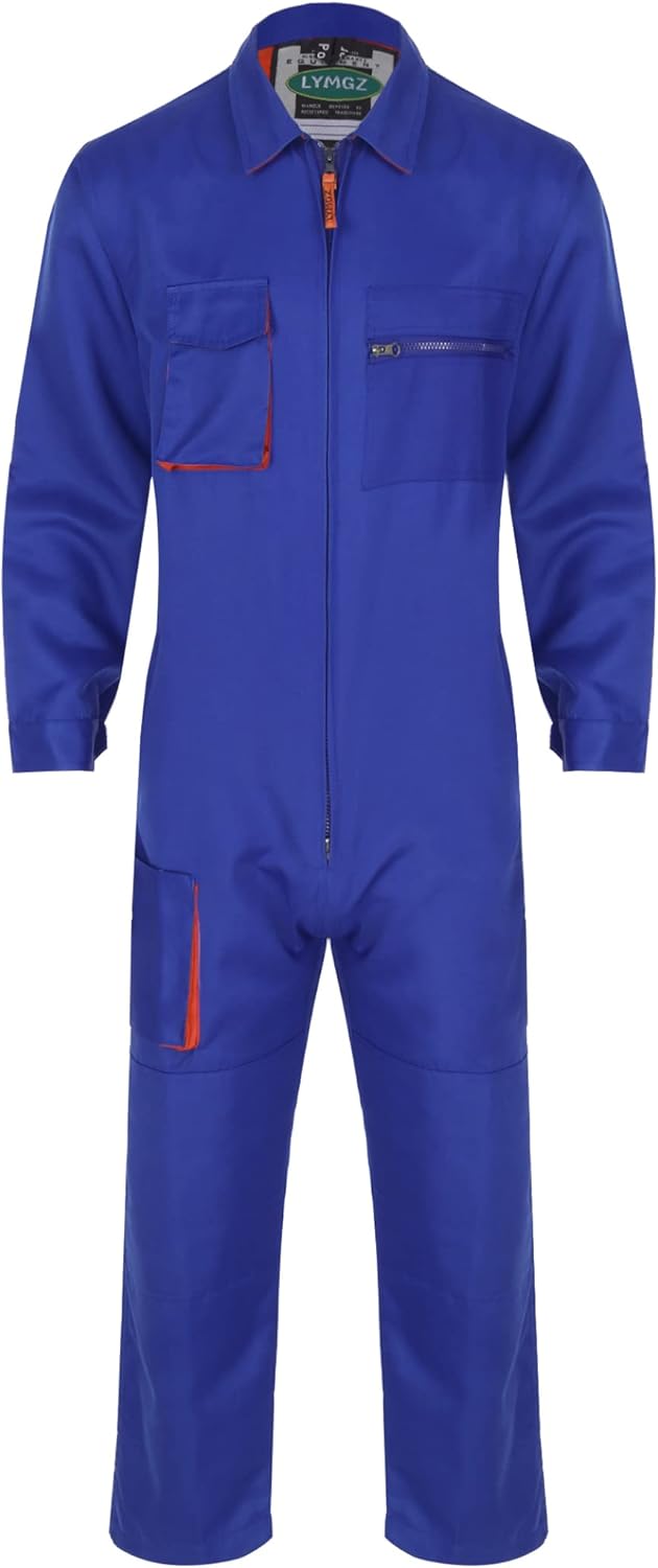 Hedmy Mens Mechanic Uniforms Long Sleeve Zip Up Workshop Auto Workwear Work Jumpsuit Coverall