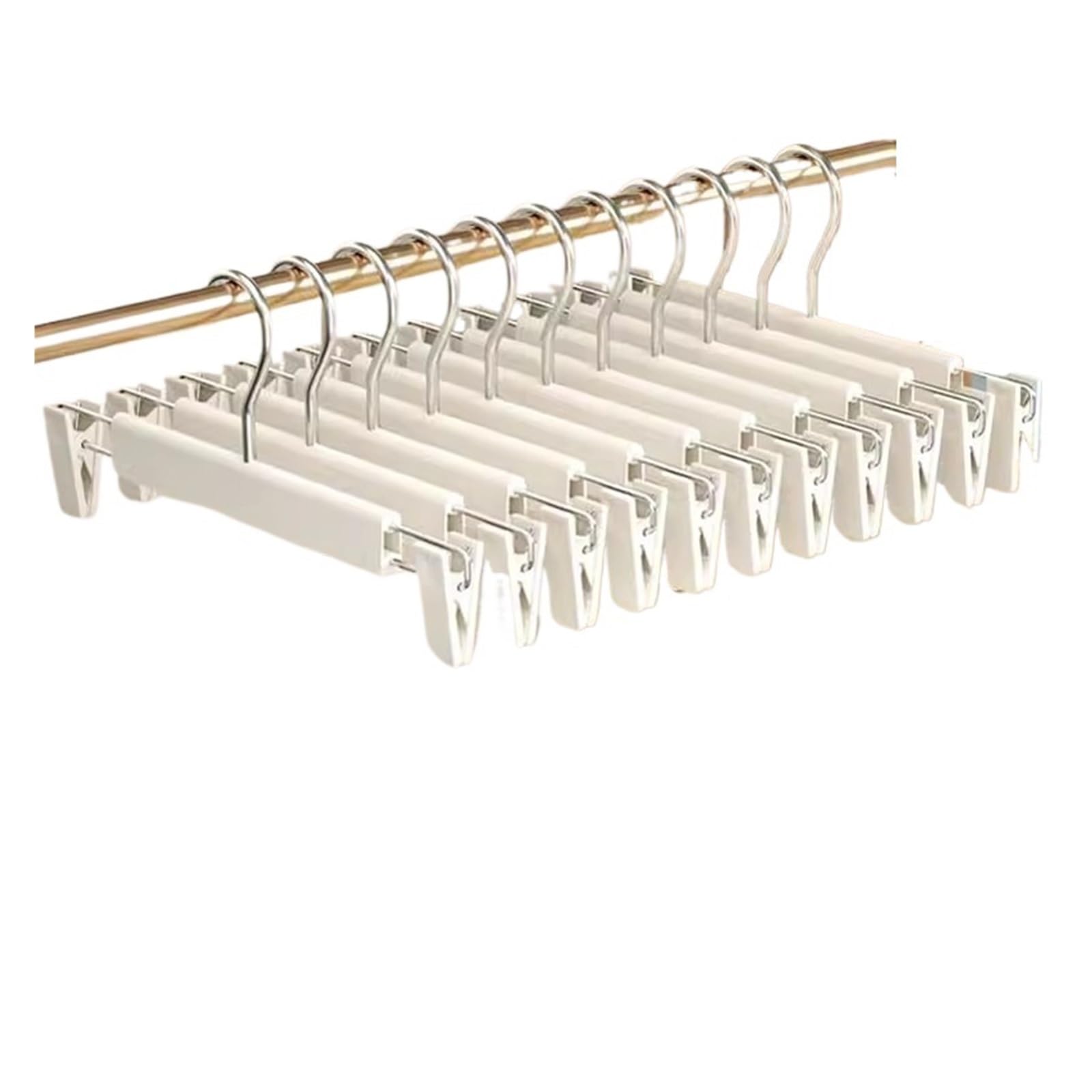 Trouser Hangers 5PCS Pants Hanger Adjustable Clips Space Saving Anti-Slip Metal Rack Women's Skirt Clothes Organizer Socks Lingerie Racks(White 5Pcs)