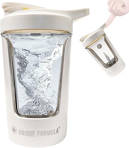 Botella mezcladora eléctrica de proteínas, mezclador portátil recargable por USB de 15 onzas para batidos de proteínas, batidos y antes del