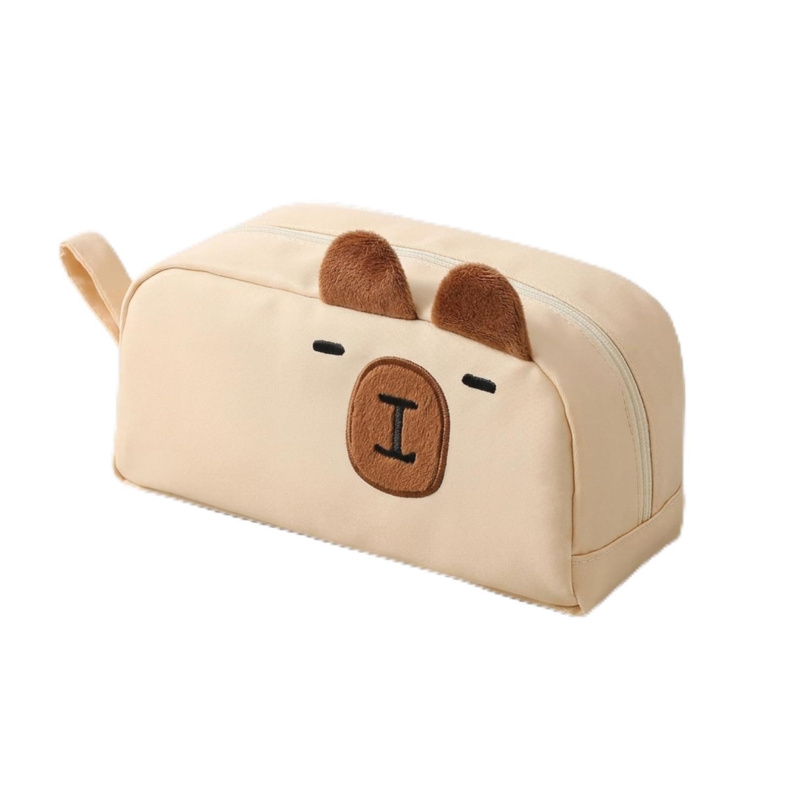 Wjelet CapyPals Capybara Pencil Case with Stationery Fluffy Kawaii Pencil Case Large Capacity for Students and Teens in Pastel Pink