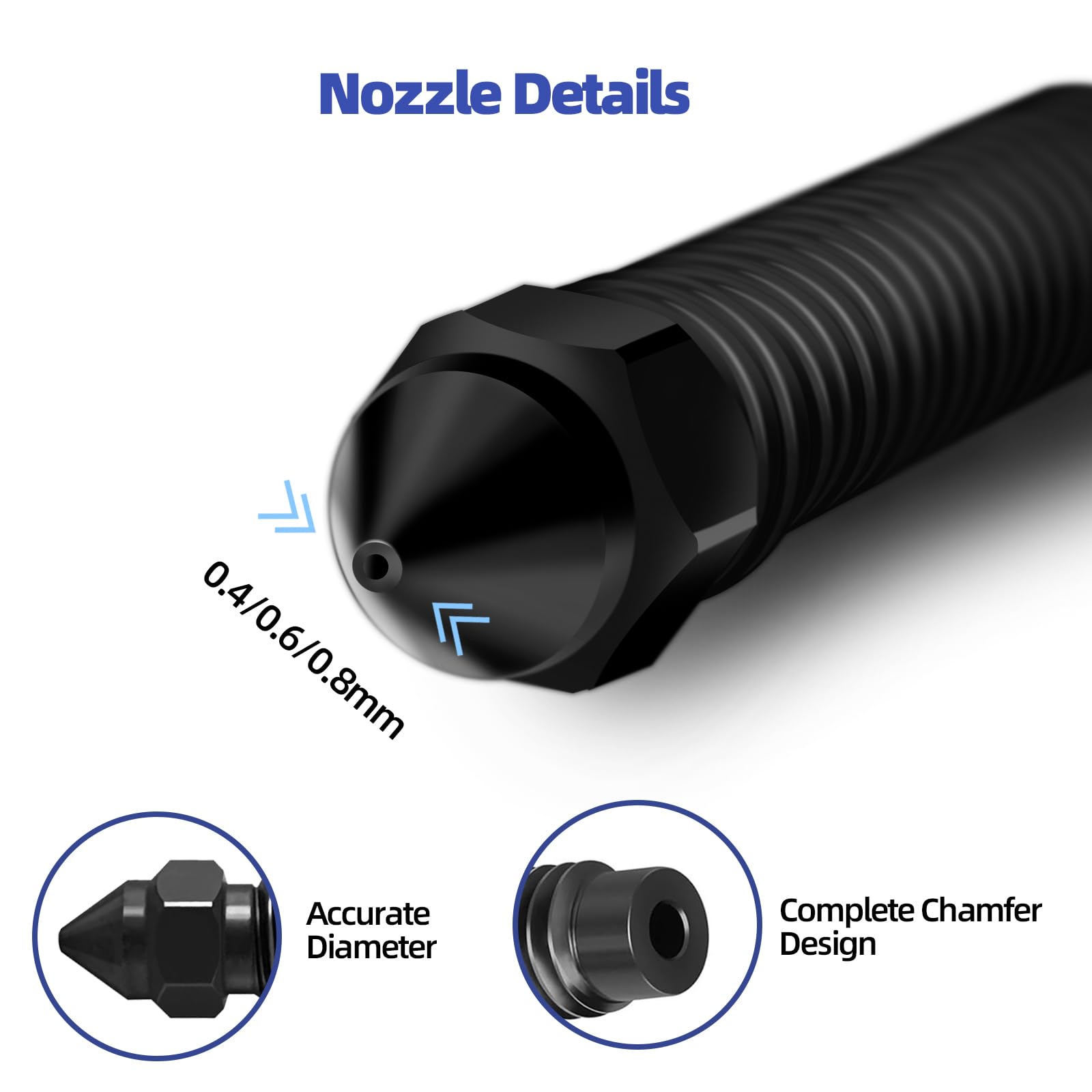 IdeaFormer 5 szt. 0,4 mm Centauri Carbon Hardened Steel Nozzles, dysza ze stali hartowanej z 2 silikonowymi szczotkami do dysz do Elegoo Centauri Carbon