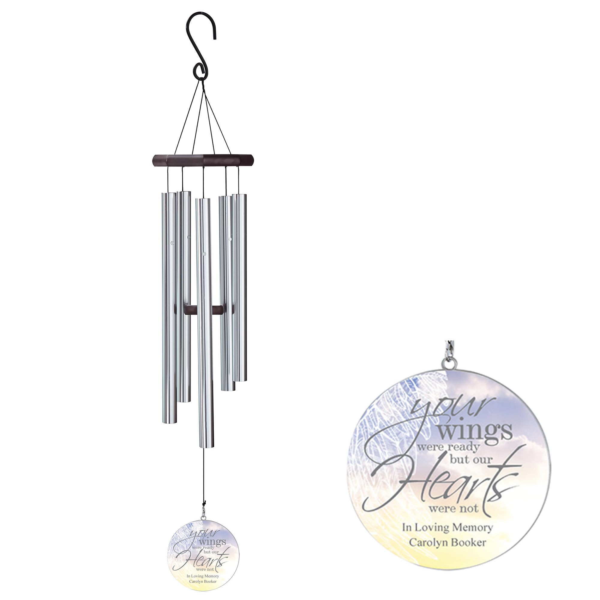 Let's Make Memories Personalized Wind Chime - Memorial - in Memory - Sympathy - Condolences - Remembrance - 30”H - Memorial Wings Design